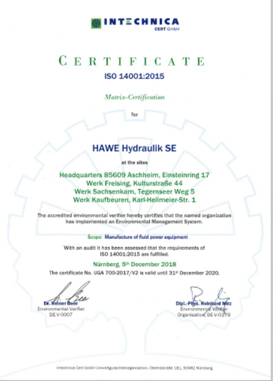 HAWE DIN ISO 14001-2015 SE EN